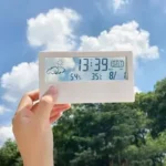Minimalist digital weather station clock with thermometer and hygrometer
