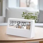 Minimalist digital weather station clock with thermometer and hygrometer