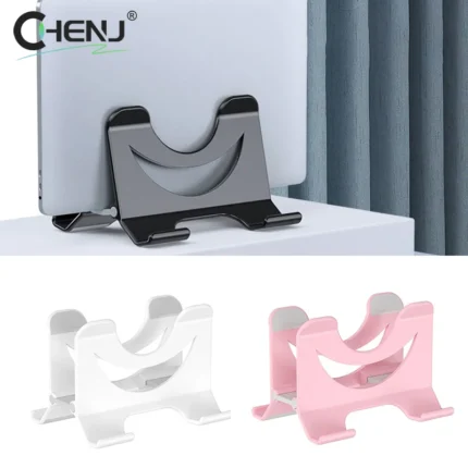 Dual vertical laptop stand with adjustable slots