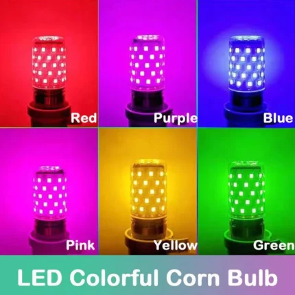 Multi-colored E27 LED corn bulbs for decorative ambient lighting