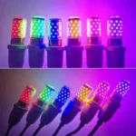 Multi-colored E27 LED corn bulbs for decorative ambient lighting