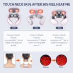 Electric TENS neck massager with heating pads and 8 electrode heads