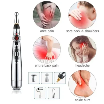Electronic acupuncture pen with digital display for muscle pain relief.