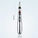 Electronic acupuncture pen with digital display for muscle pain relief.