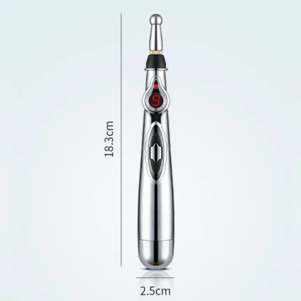 Electronic acupuncture pen with digital display for muscle pain relief.