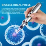 Electronic acupuncture pen with digital display for muscle pain relief.