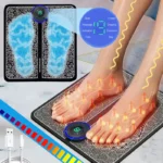 Foldable EMS Foot Massager Mat with digital control unit and feet