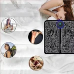 Foldable EMS Foot Massager Mat with digital control unit and feet