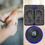 Foldable EMS Foot Massager Mat with digital control unit and feet