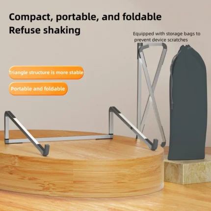 Foldable aluminum laptop stand for ergonomic desk setup