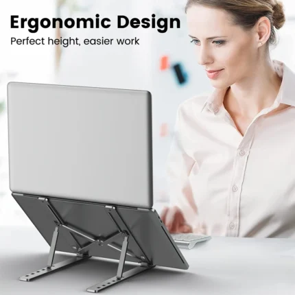 Foldable ergonomic laptop stand with adjustable height