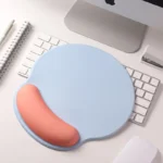 Ergonomic keyboard and mouse wrist rest set with pastel gradient colors.