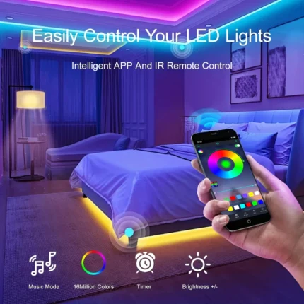 131ft RGB LED strip lights with music sync and app control