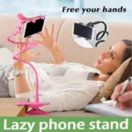 Flexible gooseneck phone holder with heavy-duty table clamp mount