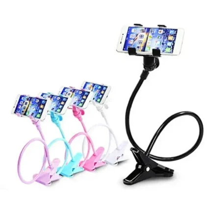 Flexible gooseneck phone holder with heavy-duty table clamp mount