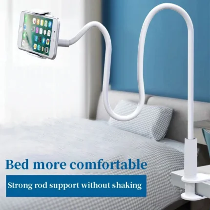 Flexible gooseneck phone holder with universal clamp