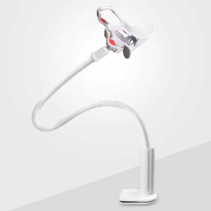 Flexible gooseneck phone holder with universal clamp