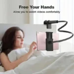 Flexible gooseneck tablet holder for bed and desk mounting