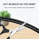 Flexible spiral cable management sleeve with installation tool.