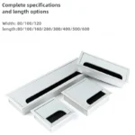 Recessed aluminum desk cable management box with power grommet