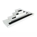Recessed aluminum desk cable management box with power grommet