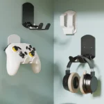 Gaming controller and headset wall mount organizer in black and white