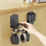 Gaming controller and headset wall mount organizer in black and white