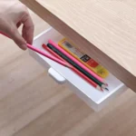 White under-desk pull-out drawer for office supplies