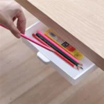 White under-desk pull-out drawer for office supplies