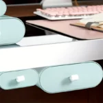 Under desk pull-out drawers, adhesive, hidden storage, office organizer