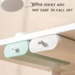 Under desk pull-out drawers, adhesive, hidden storage, office organizer