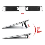 Invisible adhesive laptop stand elevating a silver laptop