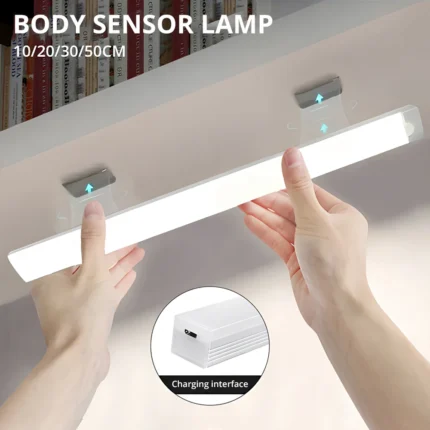 Magnetic LED motion sensor under cabinet light bar for closets