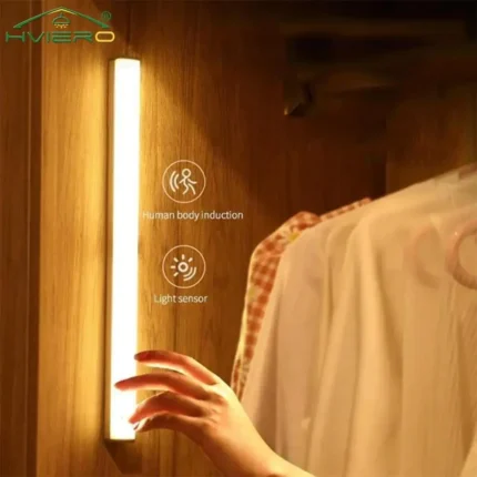 Magnetic LED motion sensor under cabinet light bar for closets