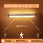 Magnetic LED motion sensor under cabinet light bar for closets