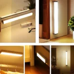 Magnetic LED motion sensor under cabinet light bar for closets
