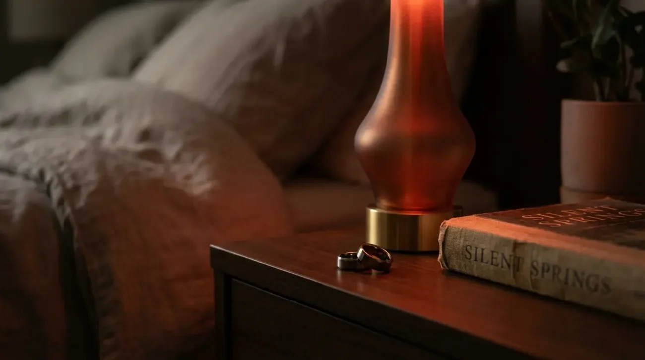 Deep amber night lamp for better sleep quality.