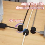 12-pack white magnetic cable manager clips on a wooden desk