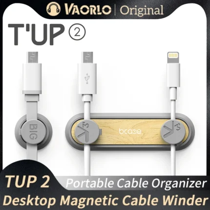 Magnetic desktop cable organizer with clips