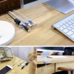 Magnetic desktop cable organizer with clips