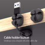 Magnetic desktop cable organizer with clips