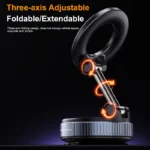 Magnetic vacuum car phone mount with folding arm