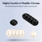 Multi-slot silicone cable organizer clips for desk management.