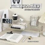 Clear acrylic multi-tier desk organizer with storage