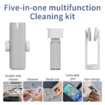 Portable 5-in-1 cleaning kit for eyeglasses, screens, and tech