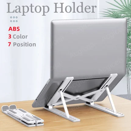Foldable ergonomic laptop stand with adjustable height and multi-angle design