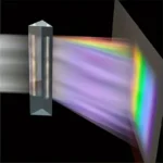 Rainbow optical prism dispersing white light into spectrum