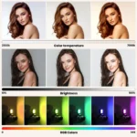 RGB LED video light with cold shoe mount for camera