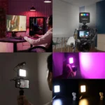 RGB LED video light with cold shoe mount for camera
