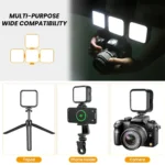 RGB LED video light with cold shoe mount for camera